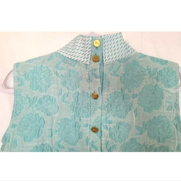 Buru Aqua Brocade Cropped Mod Top and Skirt - size XS - Picture 7 of 11